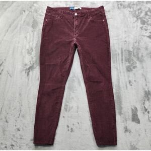 Old Navy Pants Womens 16 Red Burgundy Corduroy High Rise Rockstar Super Skinny